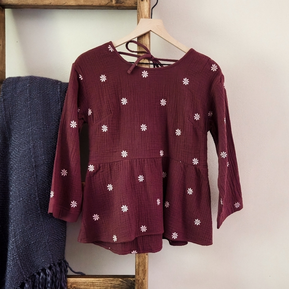 Madewell Mauve Floral Peplum Top (Size XXS)